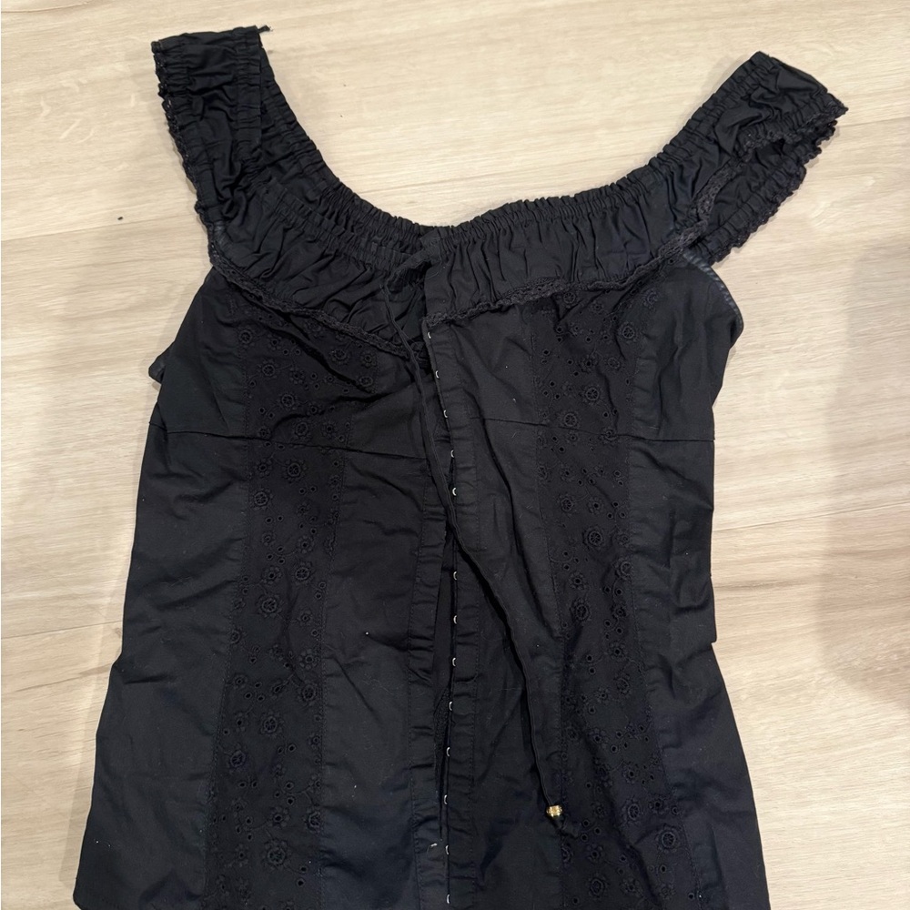 Guess Black Ruffled Blouse